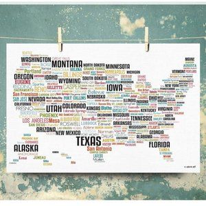 USA Map Modern Wall Art Poster